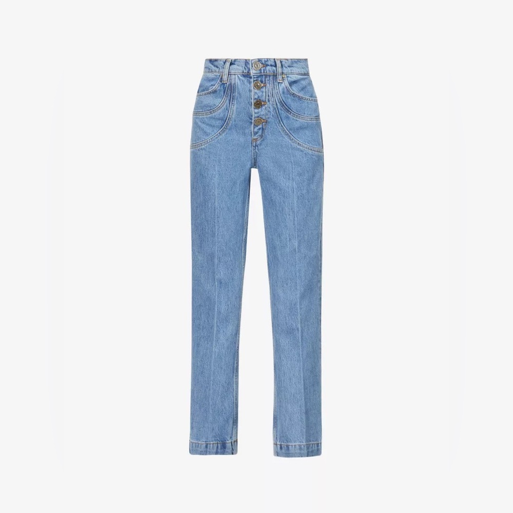 Sandro High Rise Blue Jeans with Vintage Wash